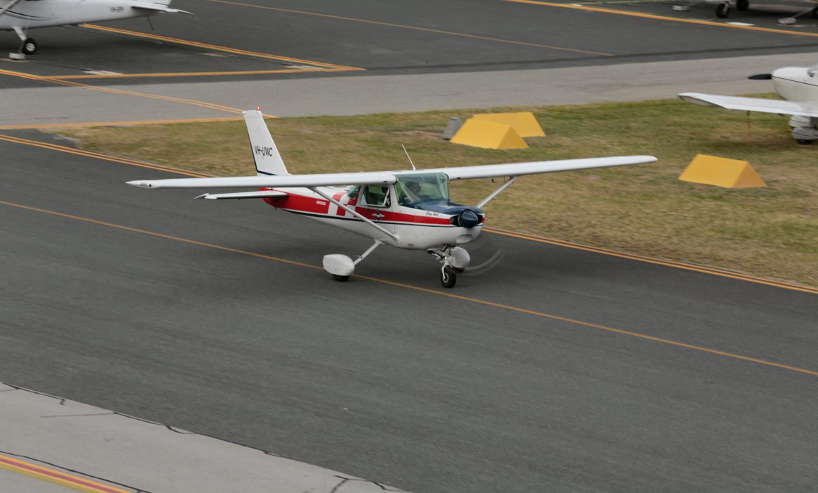 Cessna aerobat taxiing at the Royal Aero Club of Western Australia (RACWA), Jandakot.