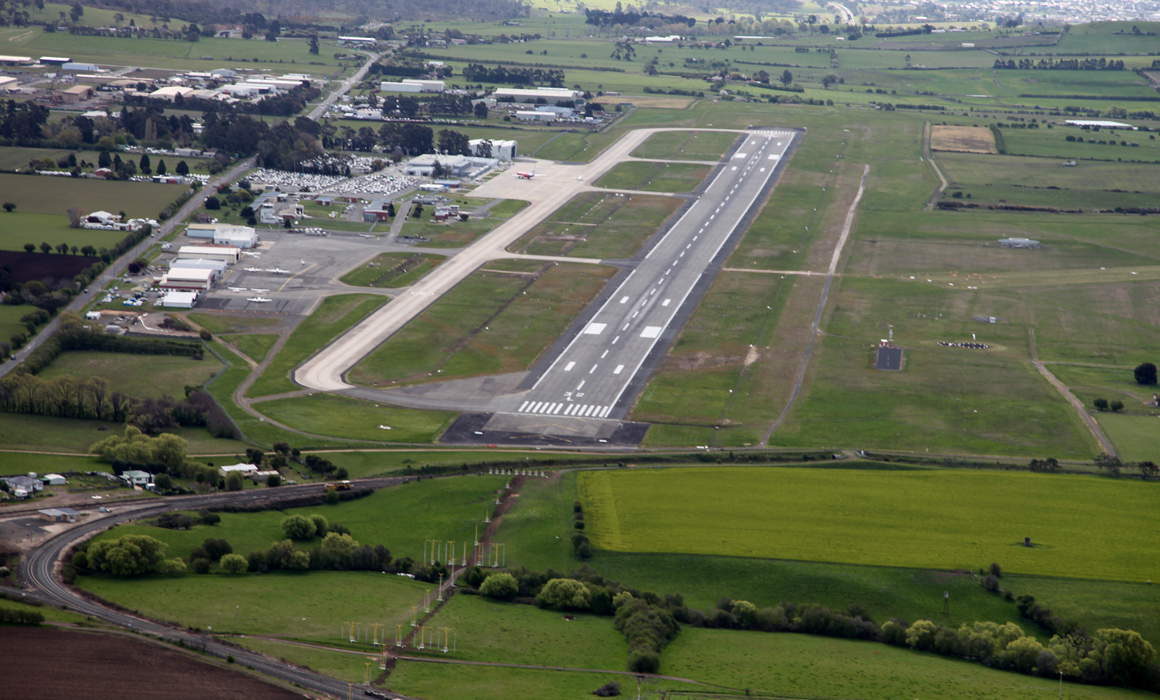 Aerial view looking North-West at Launceston aerodrome. Photographed for Launceston Aerodrome CASA OnTrack.