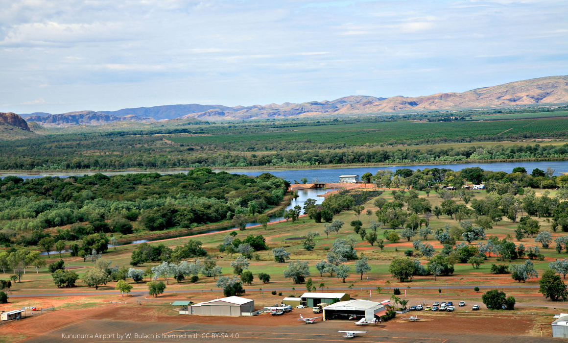 Airport runway near river