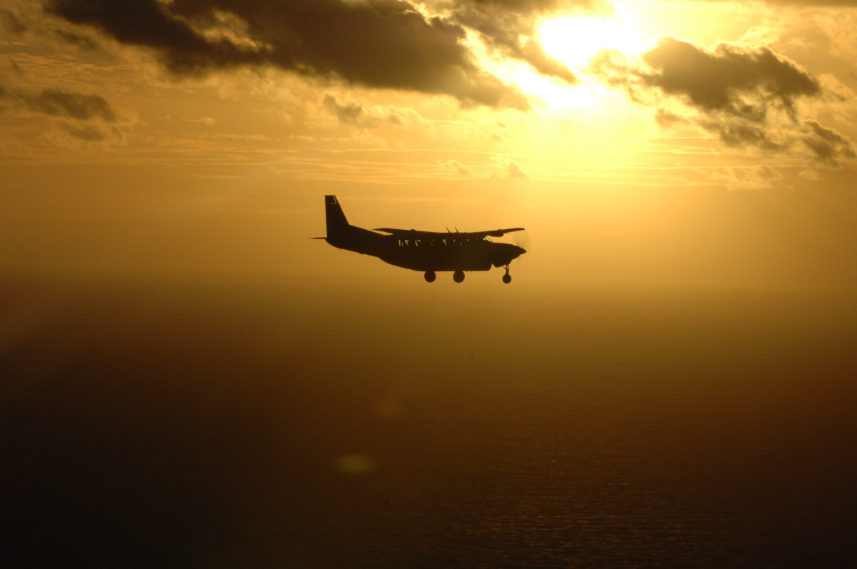 A plane flying up in the sky