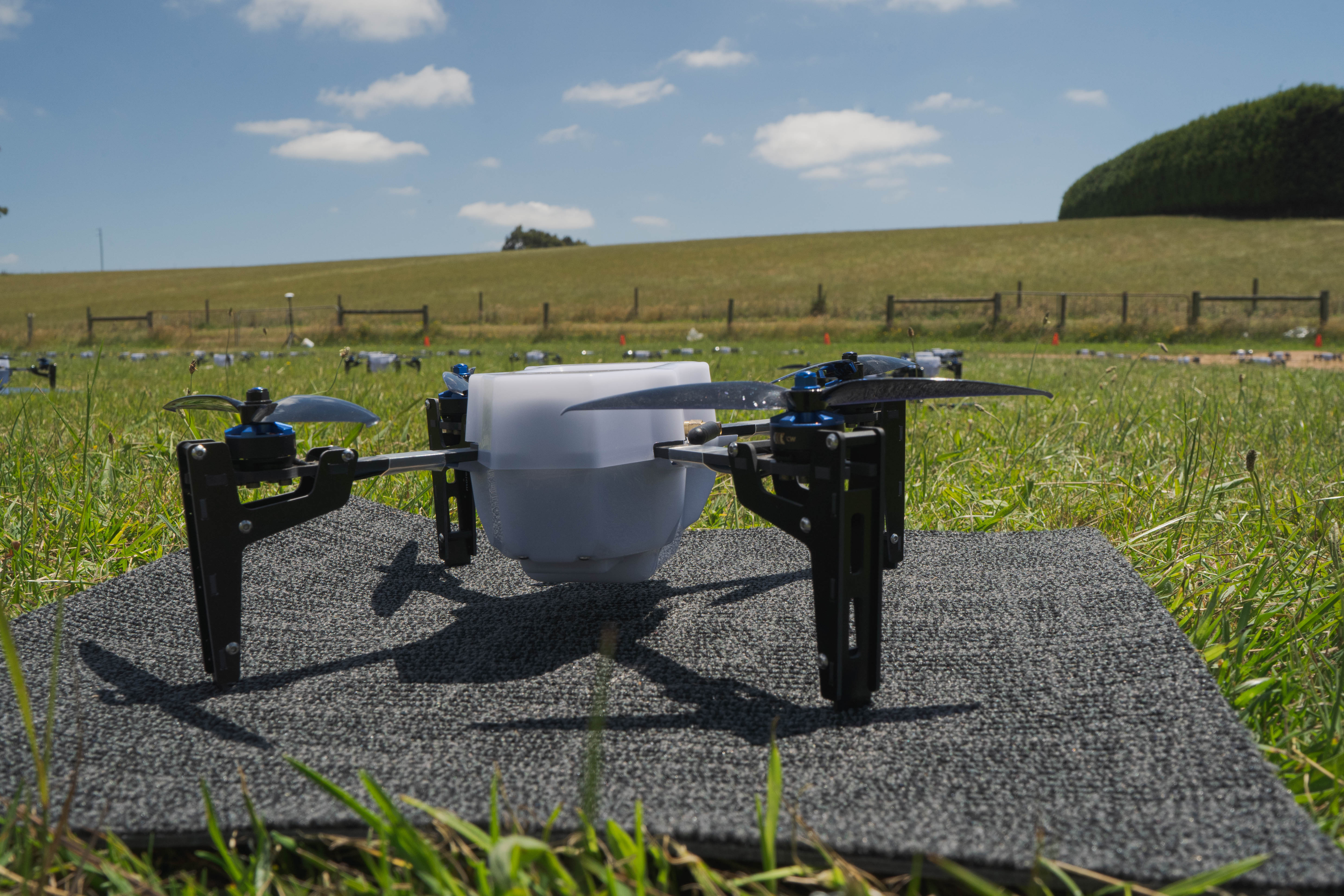 A drone landed on grass