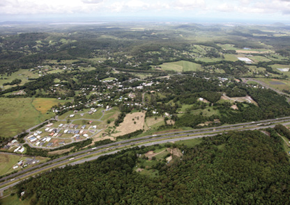 Aerial view looking east at Eumundi