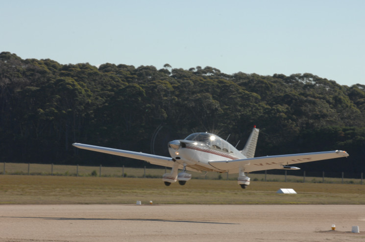 A small plane taking off from Mallacoota airport