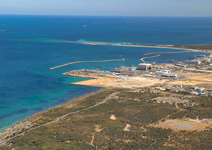 An aerial view of the Perth boatyard