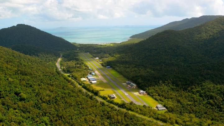 Aerial view of Shute Harbour aerodrome