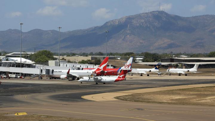 Aircraft arriving and parked at an aerodrome