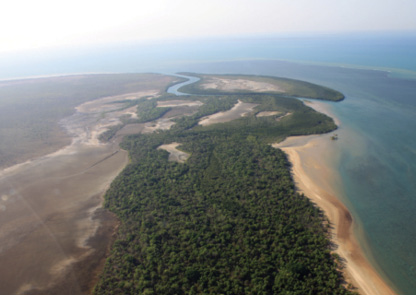 An aerial view of Cape Gambier