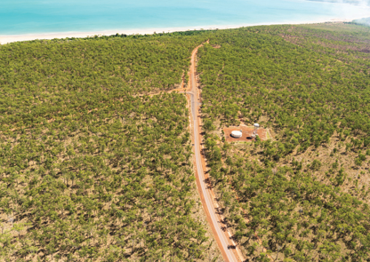 An aerial view of Jackos Junction seen from the east