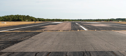 LAHSO lights on the runway at Darwin Airport
