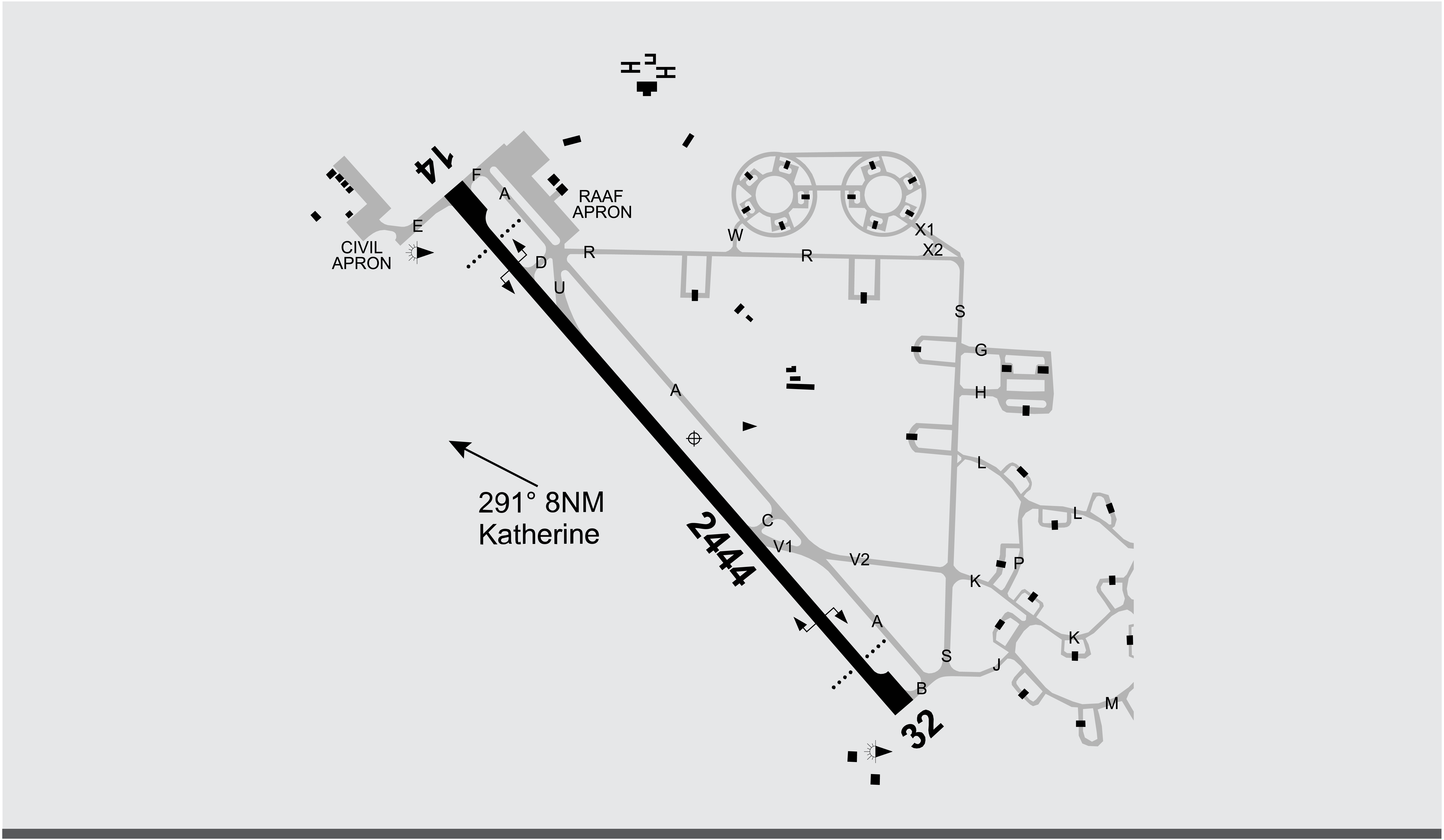 A runway diagram of RAAF Base Tindal