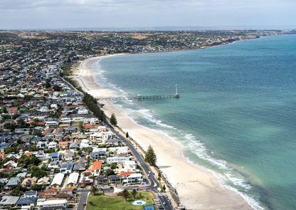 Aerial view of Brighton Jetty locking south