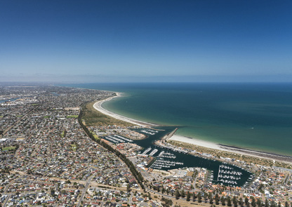Aerial view of Outer Harbor looking south