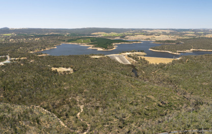 Aerial view of South Para reservoir looking east