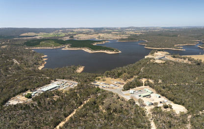 Aerial view of South Para reservoir looking south-east