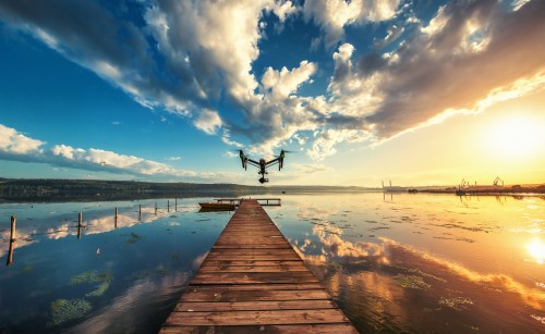 Drone at sunset
