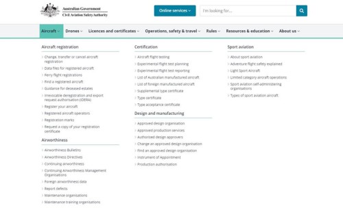 a screenshot of mega menu on our website