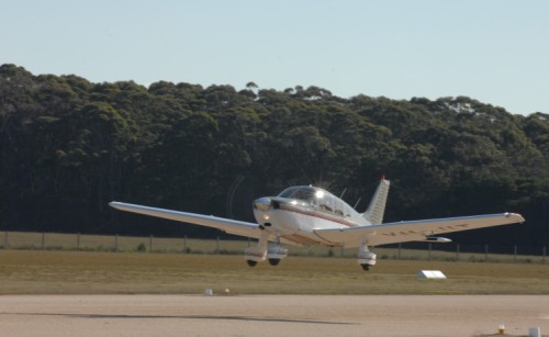 A small plane taking off from Mallacoota airport