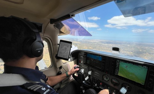 Image of a pilot in a cockpit