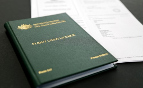 A flight crew licence sitting on a table
