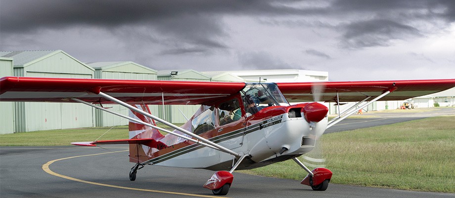 Image of propellor airplane in bad weather