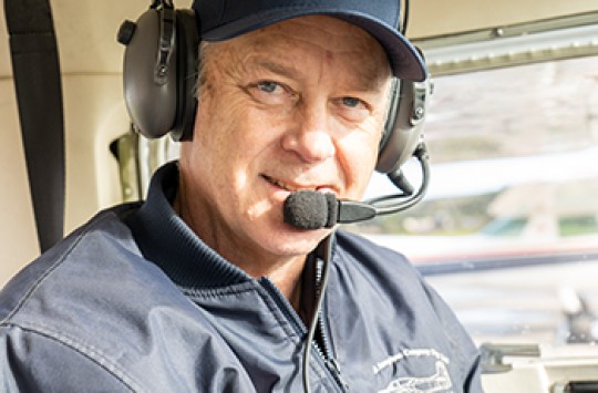 A pilot on the radio