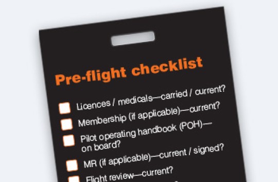 CASA's preflight checklist card