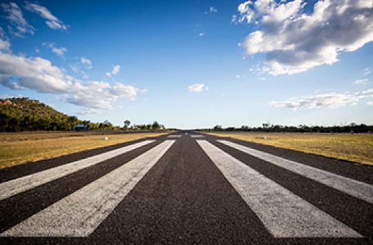 The threshold of a small runway.