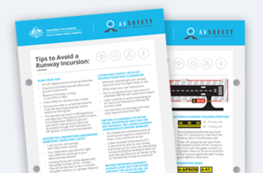 CASA's "Tips to avoid a runway incursion" card