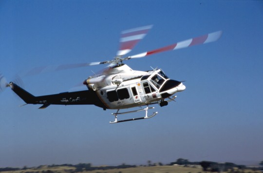 Flying helicopter