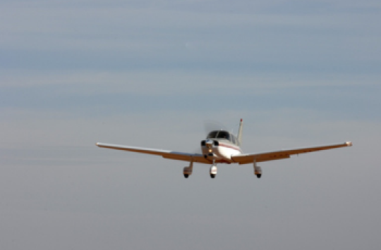 An aeroplane coming in for a landing