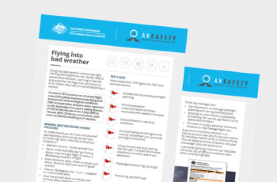 The cover of an AvSafety card about flying into bad weather