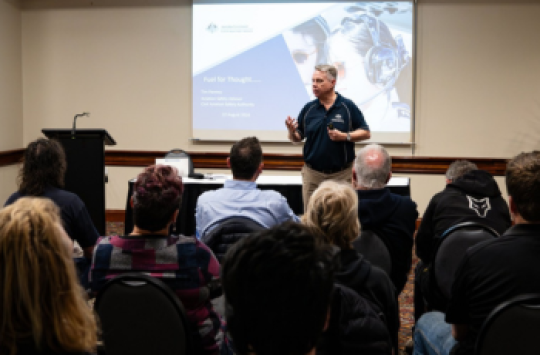 An aviation safety advisor presenting an AvSafety Seminar