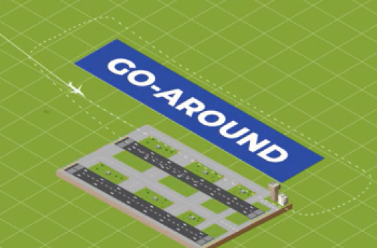 Animation displaying an aircraft and an aircraft landing area