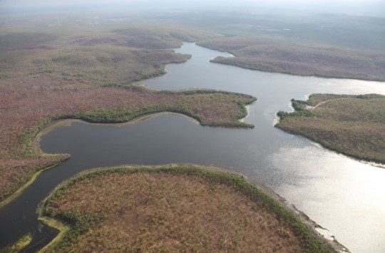 Aerial view of a river in the Top End