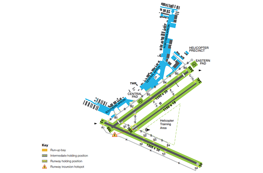 The manoeuvring area map of an aerodrome