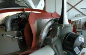 An engine undergoing maintenance