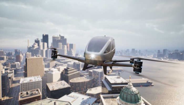 image of a drone flying in the sky