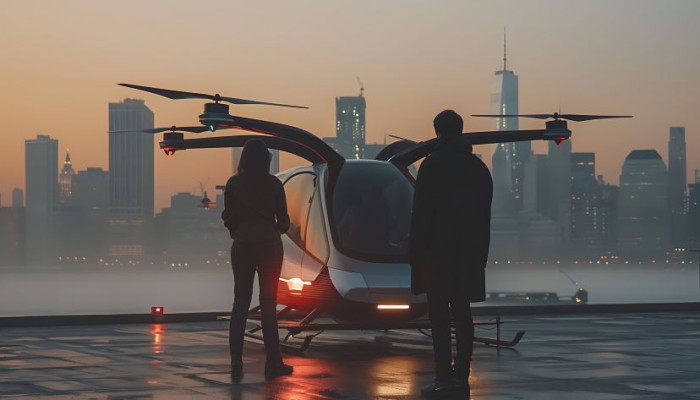 image of 2 people standing in front of an aircraft