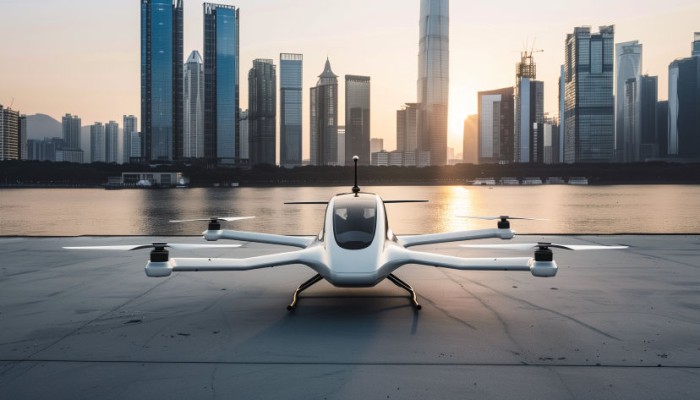 image of a drone landed on the ground