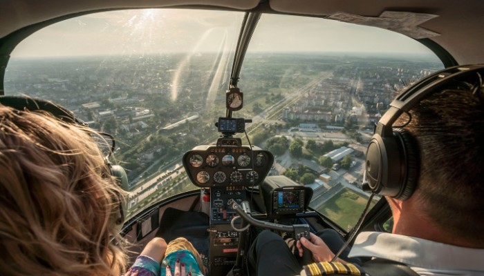 Image of two pilots overlooking the sky