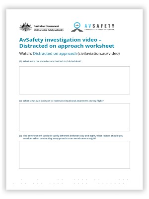 AvSafety investigation video – Distracted on approach worksheet