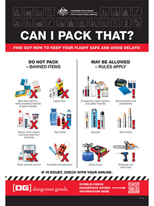 Can I pack that? poster | Civil Aviation Safety Authority