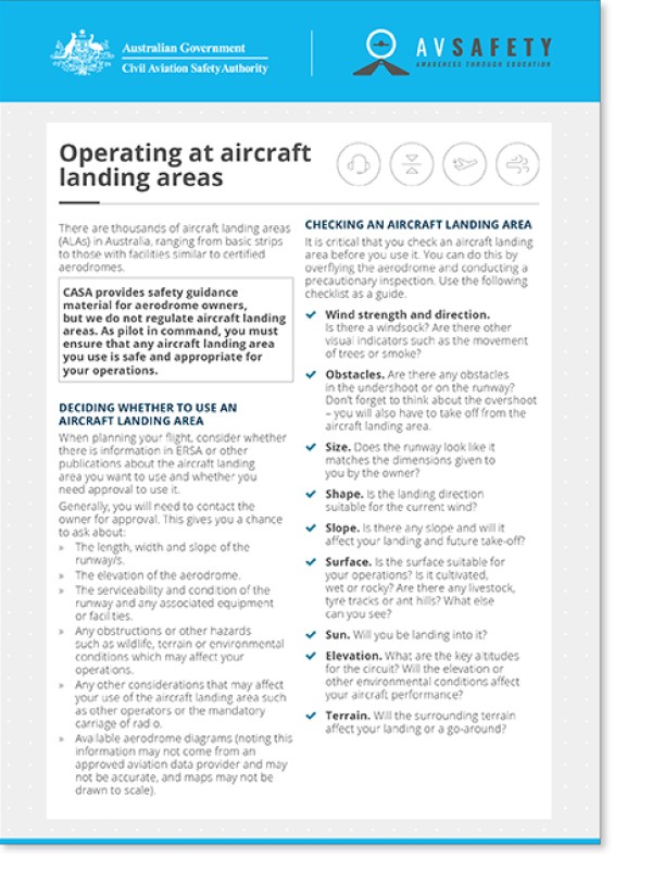 Operating at aircraft landing areas card