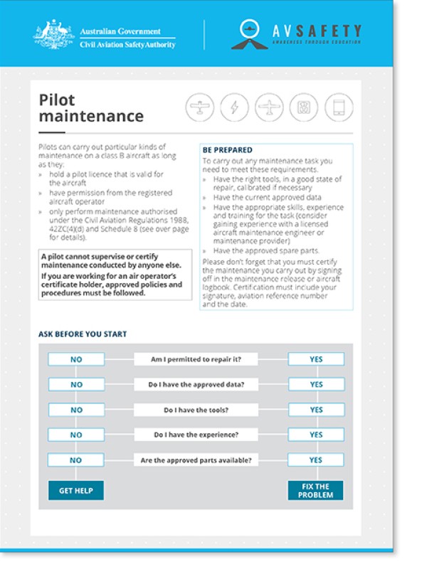 Pilot maintenance card